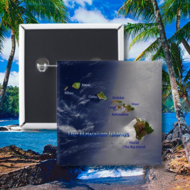 Aerial View of the Hawaiian Islands 15 Cm Square Badge (aerial view of Hawaii)