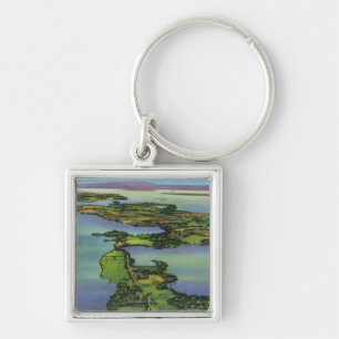 Aerial View of the Lake, NY and VT Split Key Ring