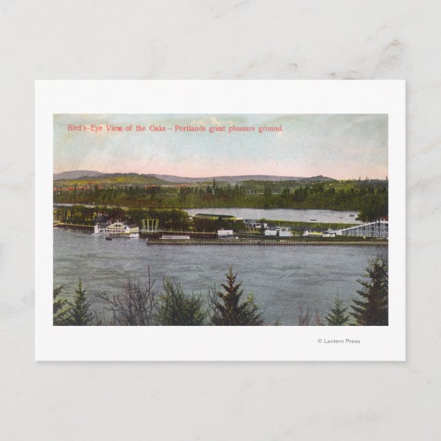 Aerial View of the Oaks Amusement Park Postcard (Front)