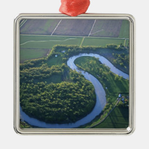 Aerial view of the Red River of the North Metal Ornament