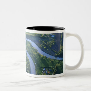 Aerial view of the Red River of the North Two-Tone Coffee Mug