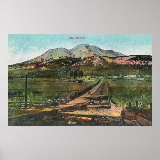 Aerial View of the Valley and Mt. Shasta Poster (Front)