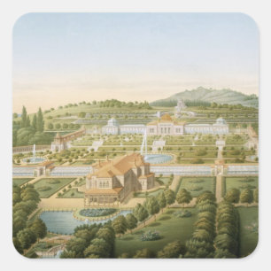 Aerial view of the villa of King Guillaume of Wurt Square Sticker