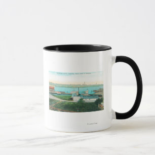 Aerial View of Vallejo Waterfront and Mare Islan Mug
