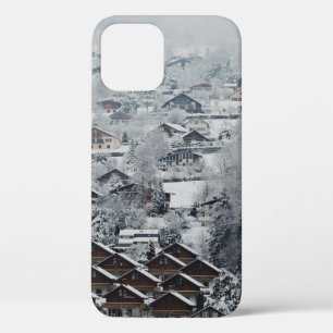 AERIAL VIEW OF VILLAGE COVERED WITH SNOW iPhone 12 CASE