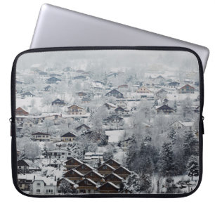 AERIAL VIEW OF VILLAGE COVERED WITH SNOW LAPTOP SLEEVE