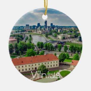 Aerial view of Vilnius, Lithuania Ceramic Ornament