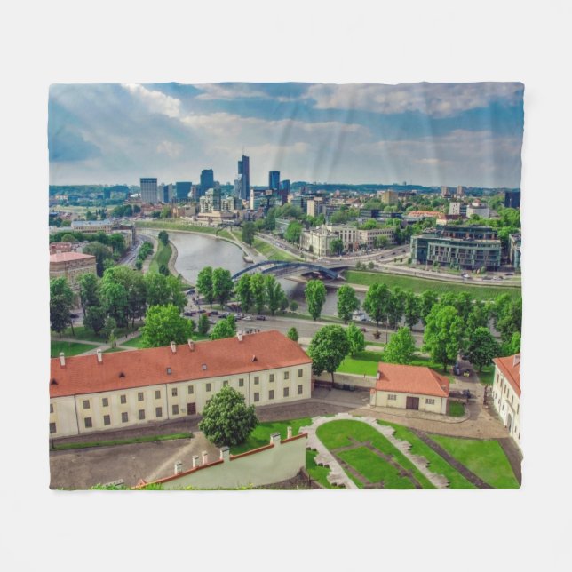 Aerial view of Vilnius, Lithuania Fleece Blanket (Front (Horizontal))