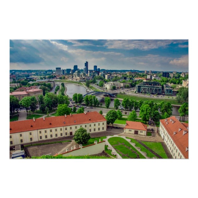 Aerial view of Vilnius, Lithuania Poster (Front)