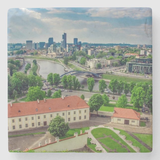 Aerial view of Vilnius, Lithuania Stone Coaster (Front)