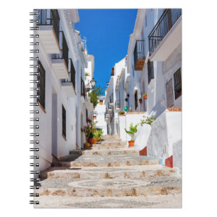 Aerial view of white city Frigiliana in sunny day Notebook