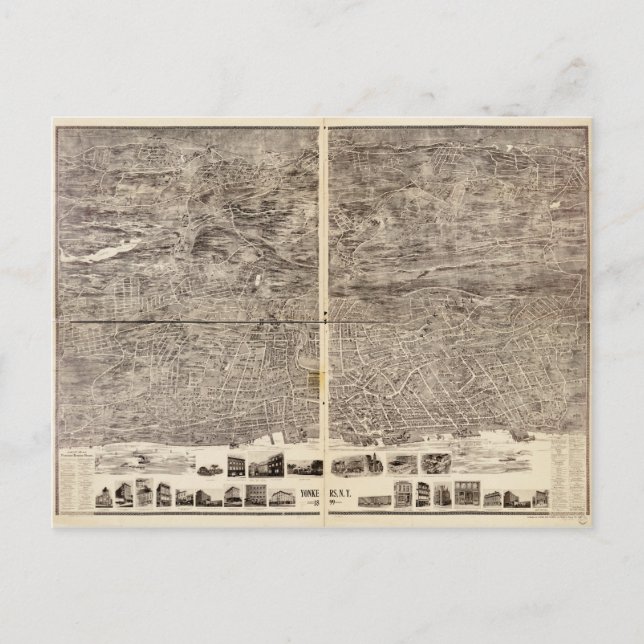 Aerial View of Yonkers, New York (1899) Postcard (Front)