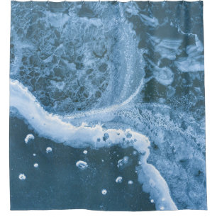 Aerial view photography of seat waves shower curtain