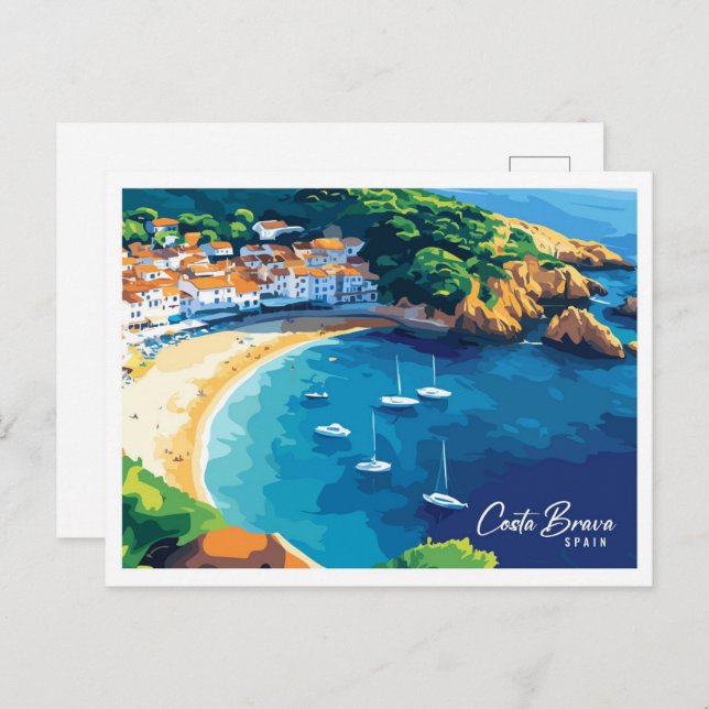 Aerial View Roses Costa Brava Spain Travel Postcard (Front/Back)