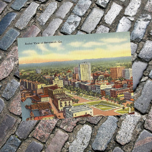 Aerial View Savannah GA retro Postcard