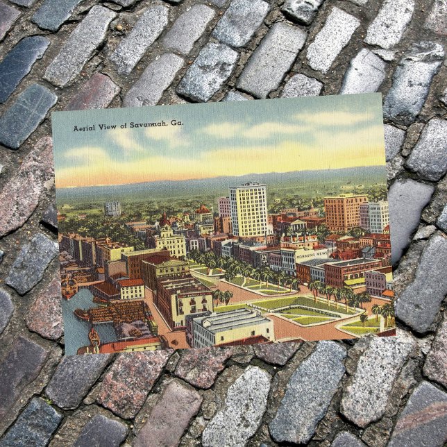 Aerial View Savannah GA retro Postcard (Creator Uploaded)