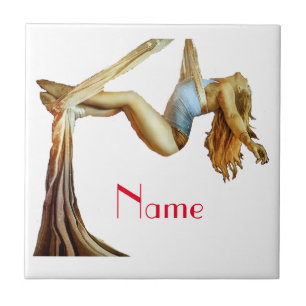 Aerial yoga fitness Thunder_Cove Ceramic Tile