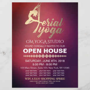 Aerial YOGA Meditation Fitness Studio Open House Flyer