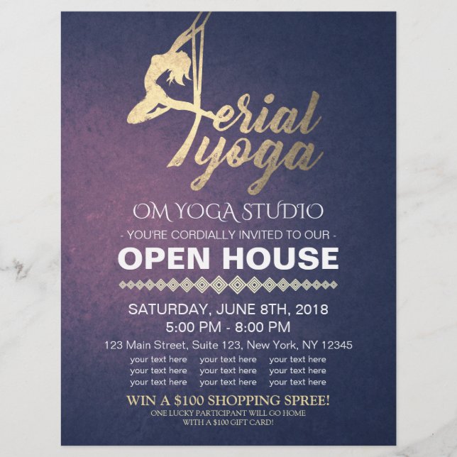 Aerial YOGA Meditation Fitness Studio Open House Flyer (Front)
