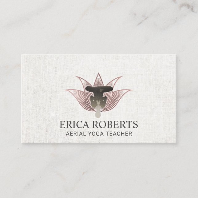 Aerial Yoga Rose Gold Lotus Yoga Instructor Business Card (Front)