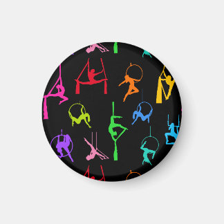 Aerialist Aerial Silks Lyra silhouettes rainbow Magnet
