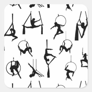 Aerialist Aerial Silks Lyra silhouettes Square Sticker