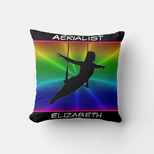 Aerialist Rainbow Burst Throw Pillow (Front)