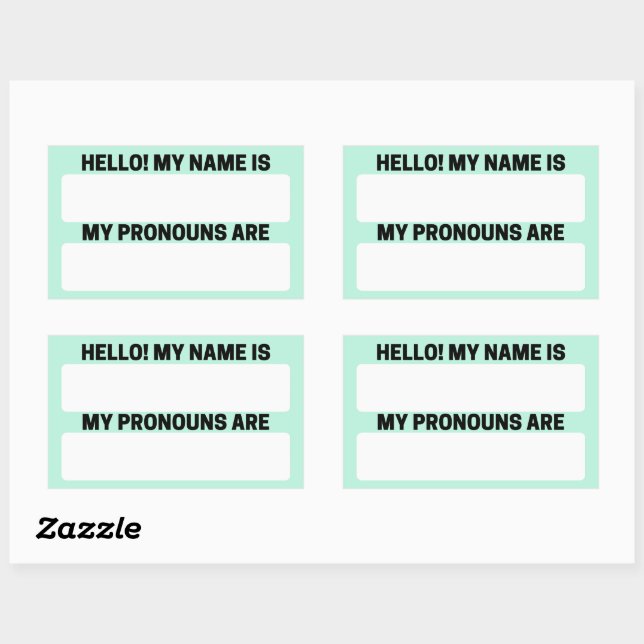 Aero Blue Name & Pronoun Labels (Sheet)