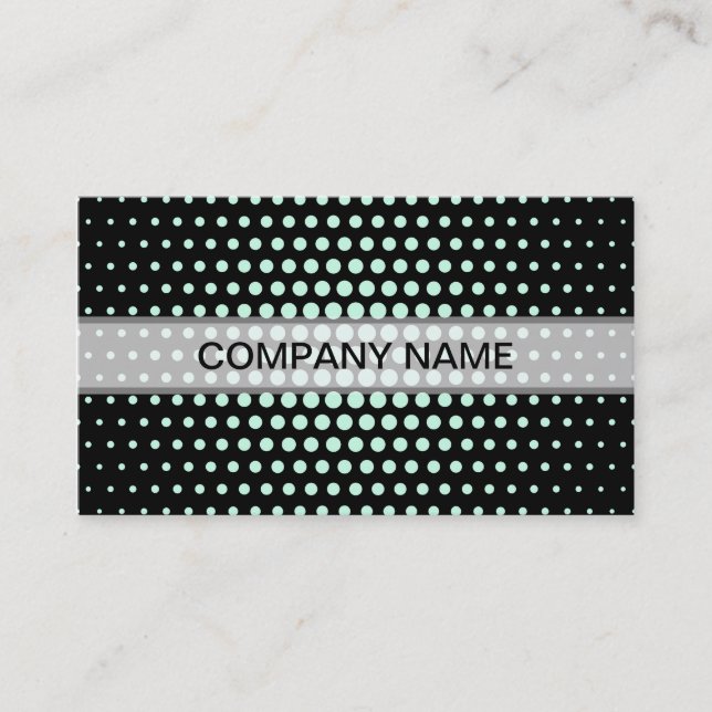 Aero blue Techno Dots Modern Black Business Card (Front)