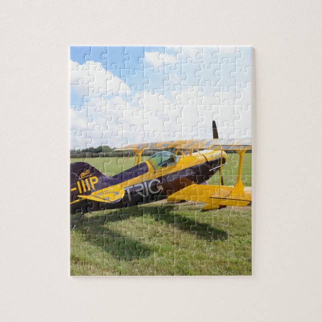 Aerobatic Bi-Plane On The Field Jigsaw Puzzle (Vertical)