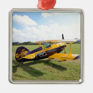 Aerobatic Bi-Plane On The Field Metal Ornament