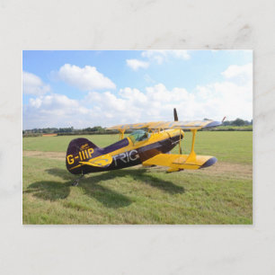 Aerobatic Bi-Plane On The Field Postcard