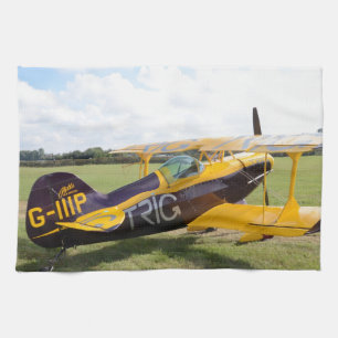Aerobatic Bi-Plane On The Field Tea Towel