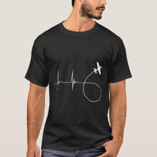 Aerobatic Heartbeat Biplane Airshow Ekg Pulseline  T-Shirt