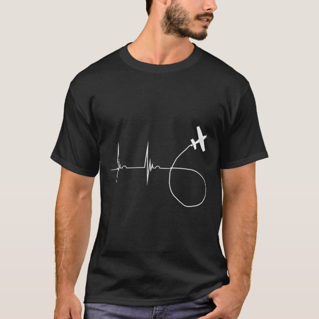 Aerobatic Heartbeat Biplane Airshow Ekg Pulseline  T-Shirt (Front)