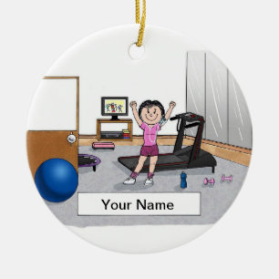 Aerobics - Female Ceramic Tree Decoration