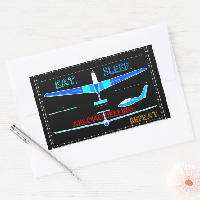 Aeromodelling Plane Rectangular Sticker (Envelope)