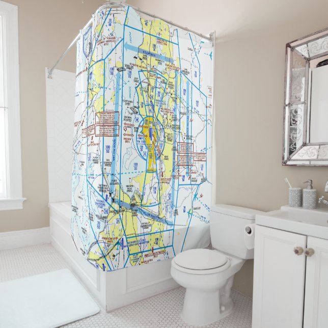 Aeronautical Chart Shower Curtain (In Situ)