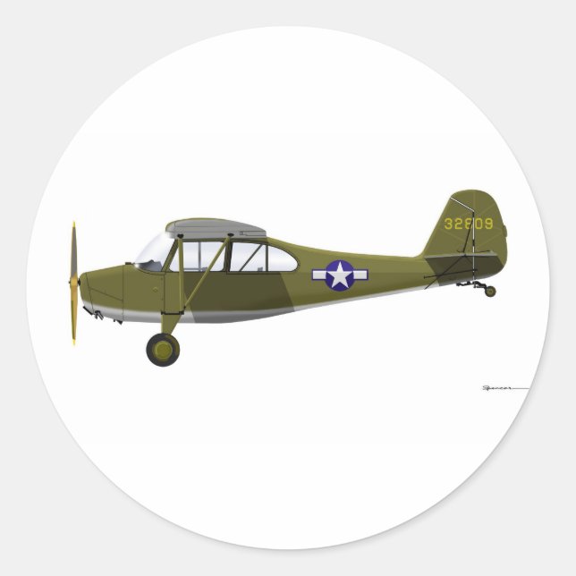 Aeronca L-16 Grasshopper Classic Round Sticker (Front)