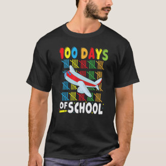 Aeroplane 100 Days of School For Teachers Boys Gir T-Shirt