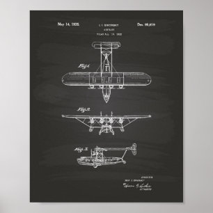 Aeroplane 1935 Patent Art Chalkboard Poster