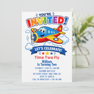 Aeroplane 2nd Birthday Boy   Plane Party  Invitation