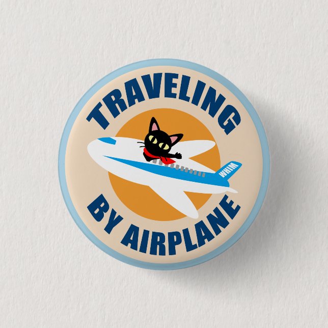 Aeroplane 3 Cm Round Badge (Front)