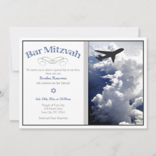 Aeroplane Above the Clouds Bar Mitzvah Invitations