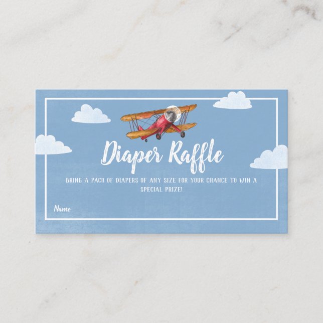 Aeroplane Adventure Diaper Raffle Enclosure Card (Front)