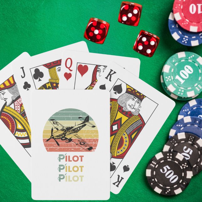 Aeroplane against a Retro Vintage Sunset, Aviation Playing Cards (Creator Uploaded)