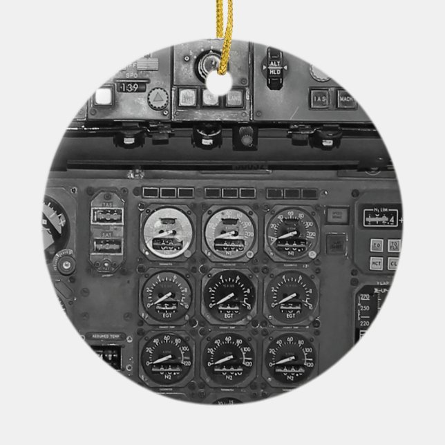 Aeroplane Aircraft Flight Deck Cockpit Pilot Flies Ceramic Ornament (Front)