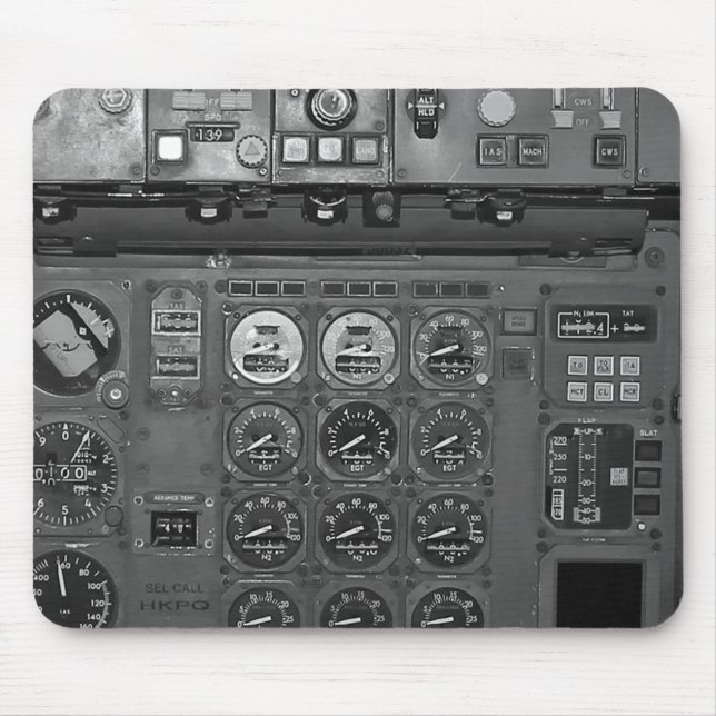 Aeroplane Aircraft Flight Deck Cockpit Pilot Flies Mouse Pad (Front)