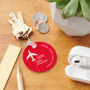Aeroplane Aircraft Red Aero Pilot Key Ring