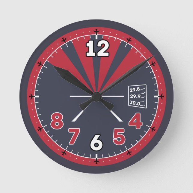 Aeroplane Altimeter Design Round Clock (Front)